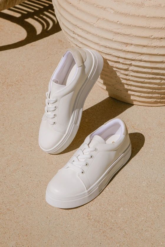 Sumner White and Grey Flatform Sneakers | Lulus (US)