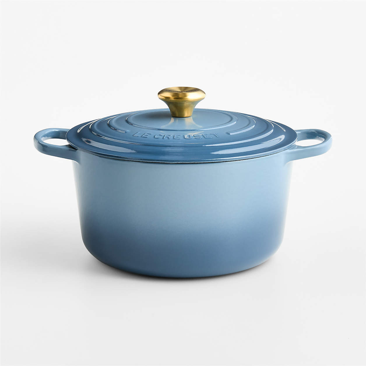 Le Creuset Signature 6.5-Qt. Chambray Enameled Cast Iron Deep Round Dutch Oven + Reviews | Crate ... | Crate & Barrel