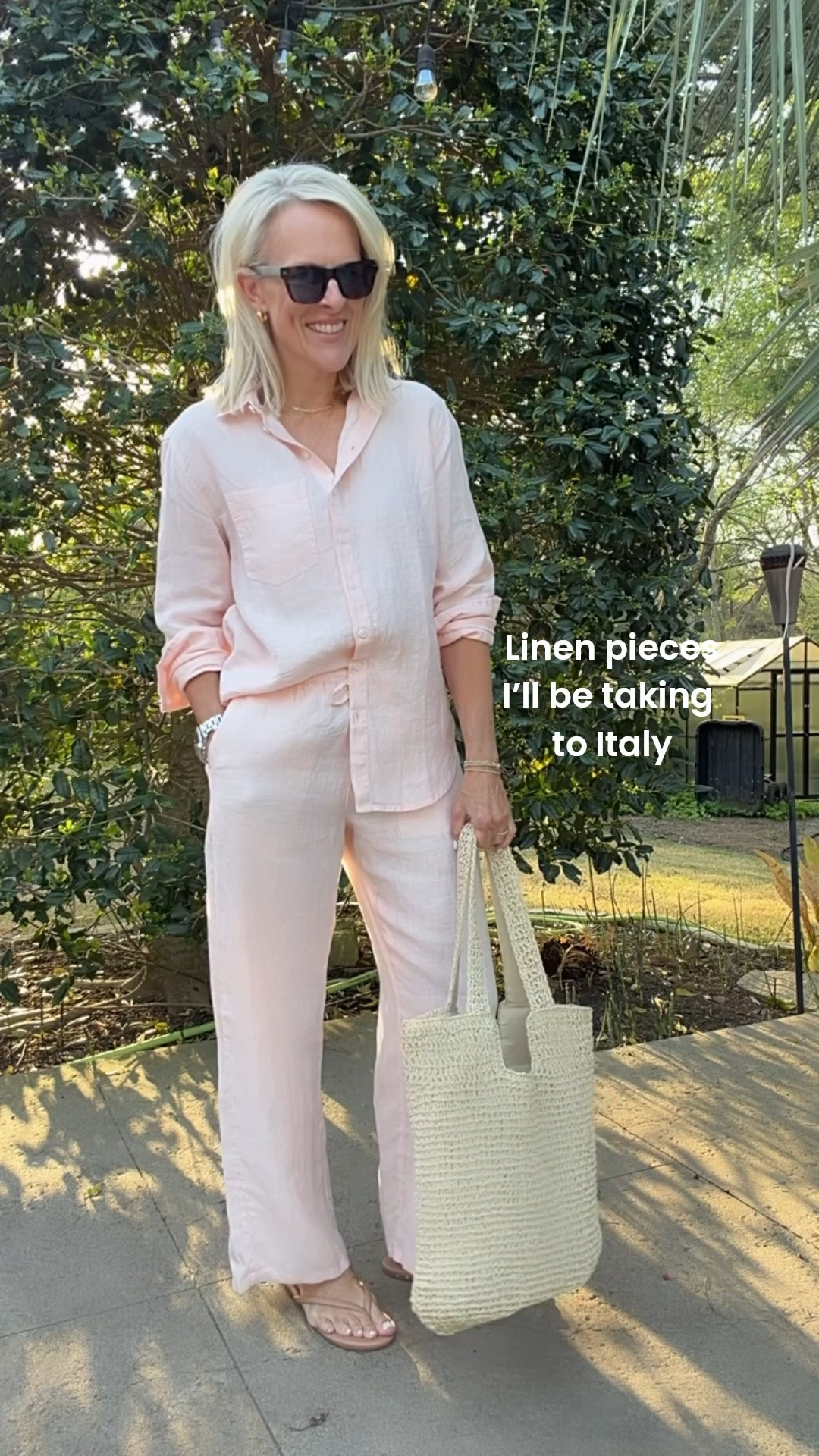 Linen pieces from @jcrew 
Now come in this light pink!!!! Absolutely beautiful pink 

••use code SHOPEARLY for 40% off this too!!! if a jcrew passport member 

I have these pants in so many colors. Truly fantastic linen pants . Drawstring waist 
Come in regular, tall, and petite ￼

I’m 5’6” and in regular length here. But I do own a couple in tall length as well and they do come to the floor. I like both links for me 

Linen top - wearing small ￼￼

#LTKOver40 #LTKTravel #LTKSeasonal