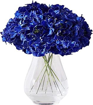 Kislohum Hydrangea Silk Flower Heads 10 Royal Blue Artificial Hydrangea Silk Flowers Head for Wed... | Amazon (US)