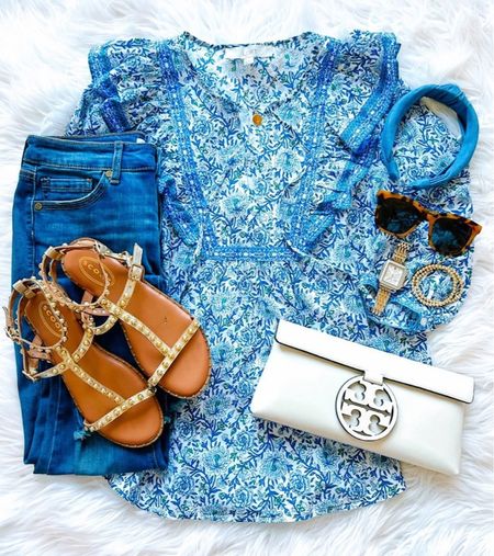 Happy Wednesday! 💙This oh so cute ruffle detail blouse is on sale today! We just saw these under $20 gladiator sandals are back in stock in several sizes! They come in additional colors too. If you are looking for a new watch then you will love this two tone option that ships for free. ☺️ Shop it all via the LTK app or head to our blog and click the Shop Our IG tab. 🛍 We hope you all have a great day! 

#LTKFind #LTKsalealert #LTKstyletip