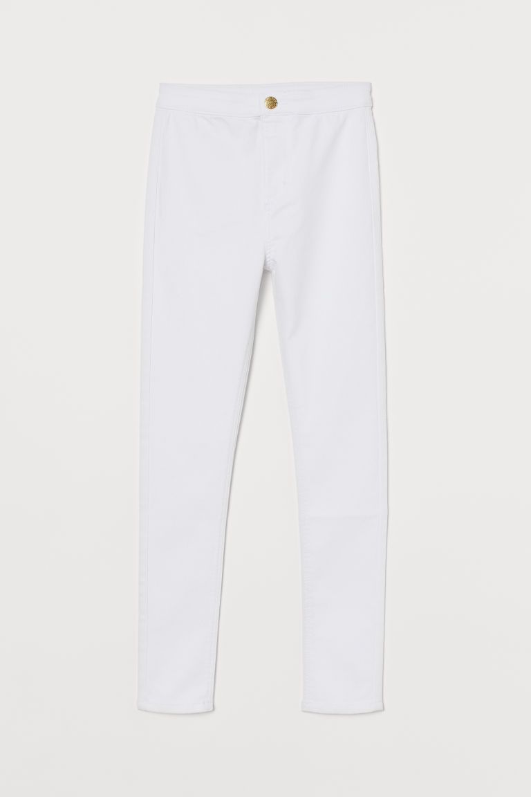 H & M - Twill trousers High Waist - White | H&M (UK, MY, IN, SG, PH, TW, HK)