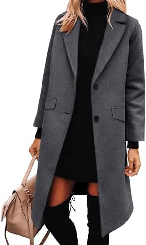 ANRABESS Womens Peacoat Notched Lapel Collar Single-Breasted Trench Coats Loose Casual Long Jacke... | Amazon (US)