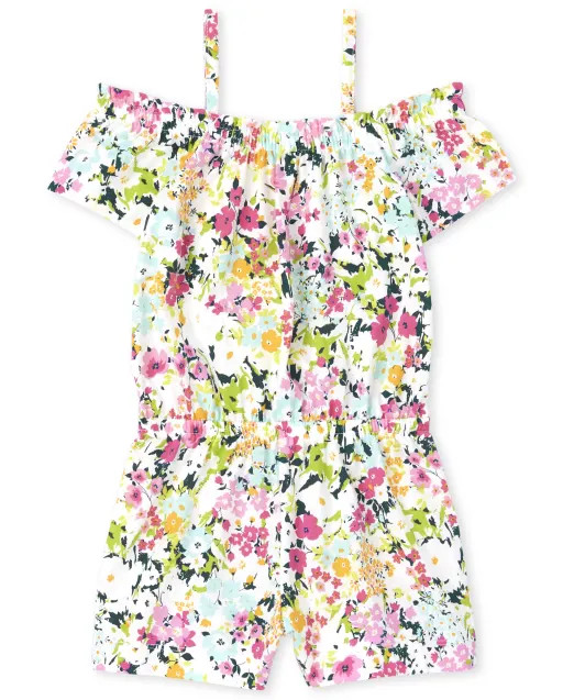 Baby And Toddler Girls Floral Off Shoulder Romper - simplywht | The Children's Place