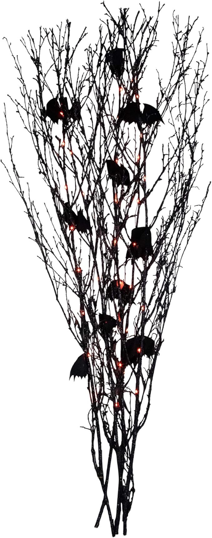 Northlight 4' Black Glittered Halloween Branch with Bats - Orange LED Lights | Amazon (US)