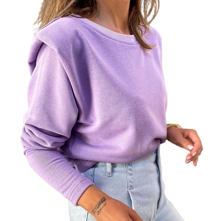 kruixL Women Autumn Winter Long Sleeve Padded Shoulder Plush Sweatshirt Pullover Hoodie | Walmart (US)