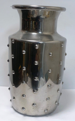 Signed 1998 Leon Fontier Modern Polished Pewter Hobnail Beaded Art Vase  | eBay | eBay US