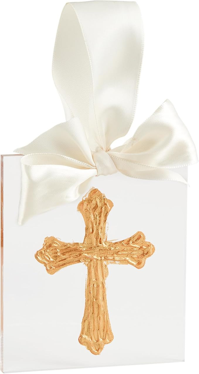 Mud Pie Gold Acrylic Ornament, Cross, 4" x 4" | Amazon (US)