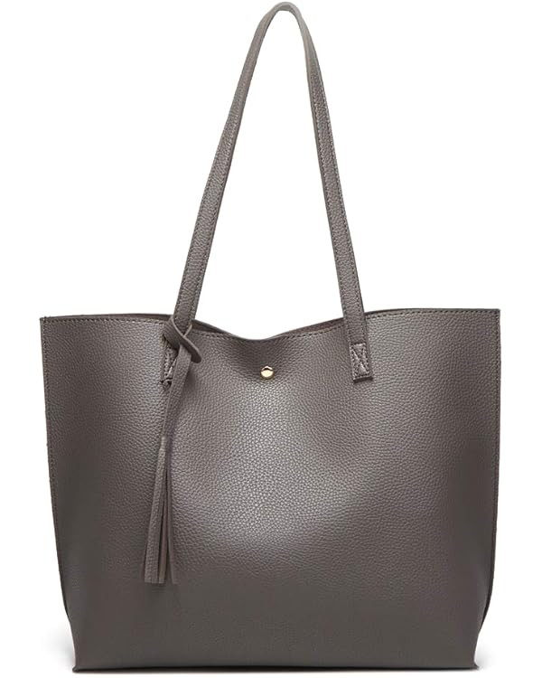 Dreubea Women's Soft Faux Leather Tote Shoulder Bag from, Big Capacity Tassel Handbag | Amazon (US)