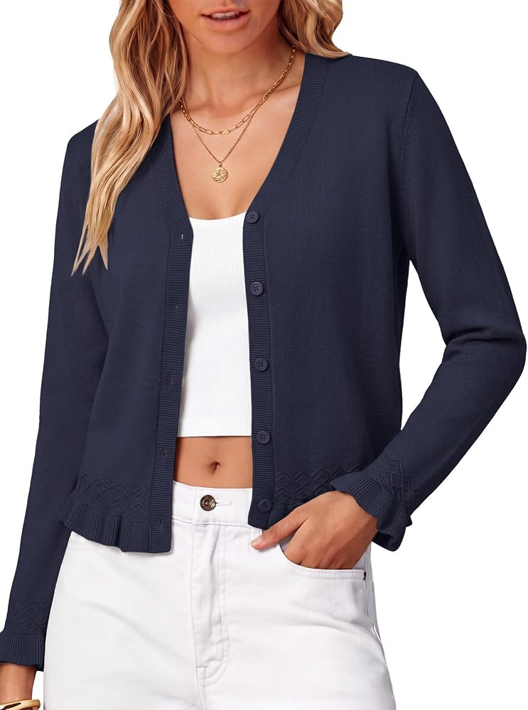 Chulianyouhuo Cardigan Sweaters for Women Dressy Ruffle Cropped Cardigans | Amazon (US)