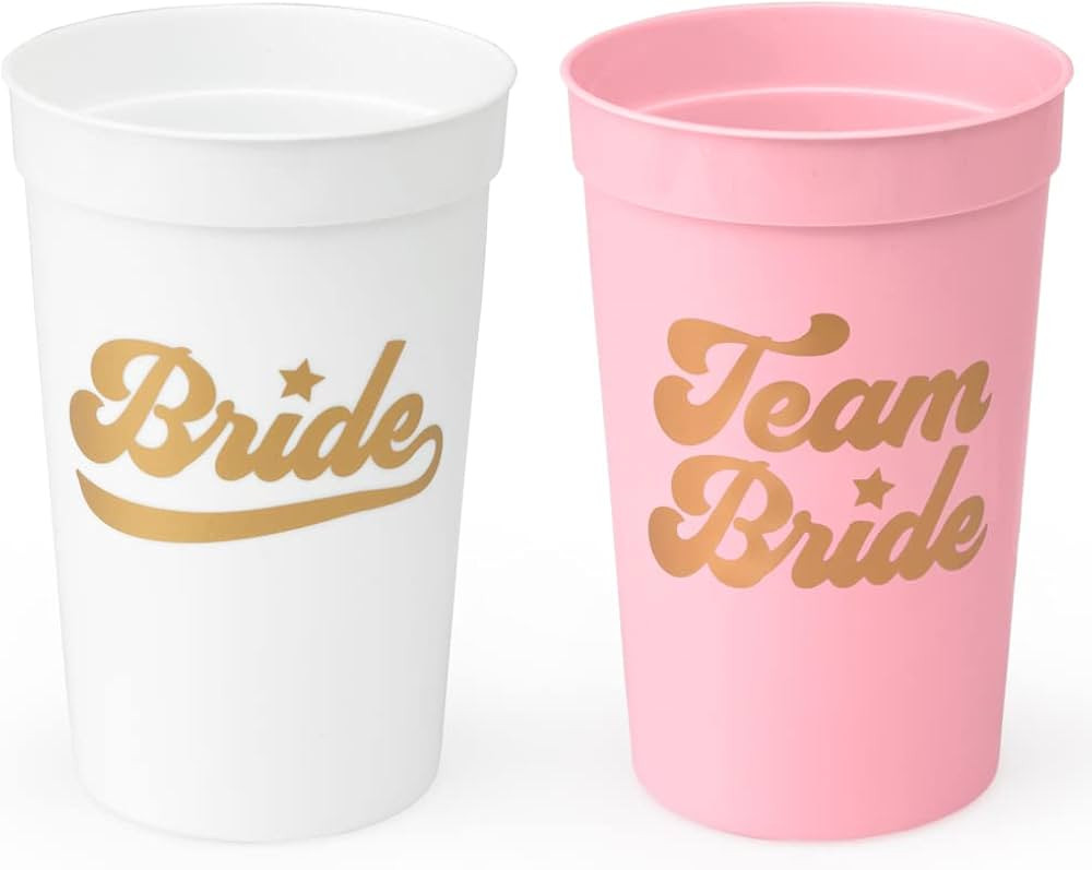 xo, Fetti Bachelorette Party Decorations Team Bride Reusable Cups - 13 Stadium Cups | Pink, White... | Amazon (US)