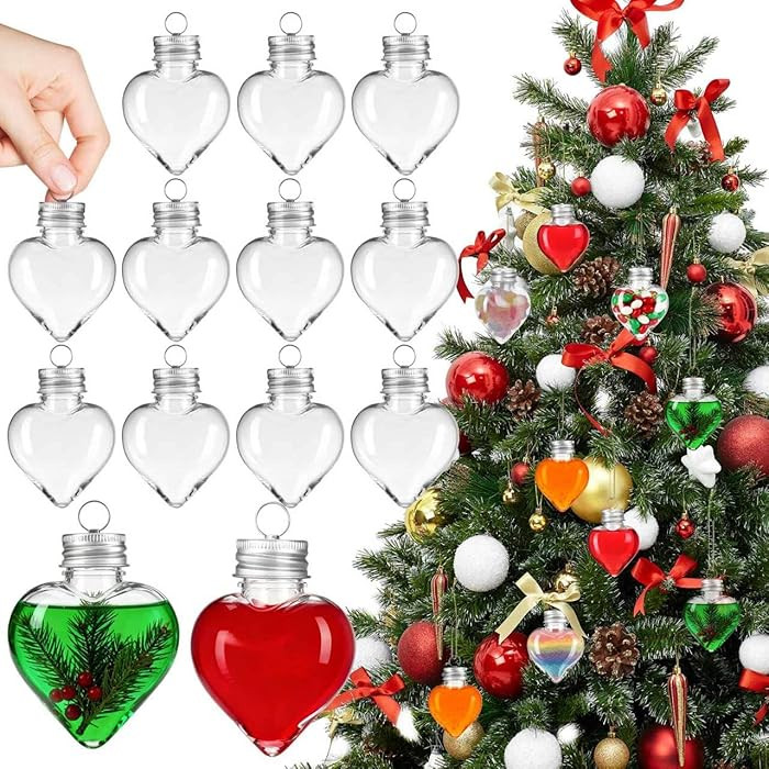 20pcs Christmas Drink Balls: 50ml Clear Plastic Xmas Tree Hanging Balls with Silver Caps for DIY ... | Amazon (US)