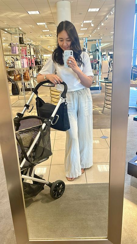 These pants are so cool and breezy and they best of all they don't get too wrinkly! Cropped white tee (size S is oversized on me) and wide leg linen blend pants (size XXS regular) for today's outfit. 

#LTKFindsUnder100 #LTKOver40 #LTKFindsUnder50