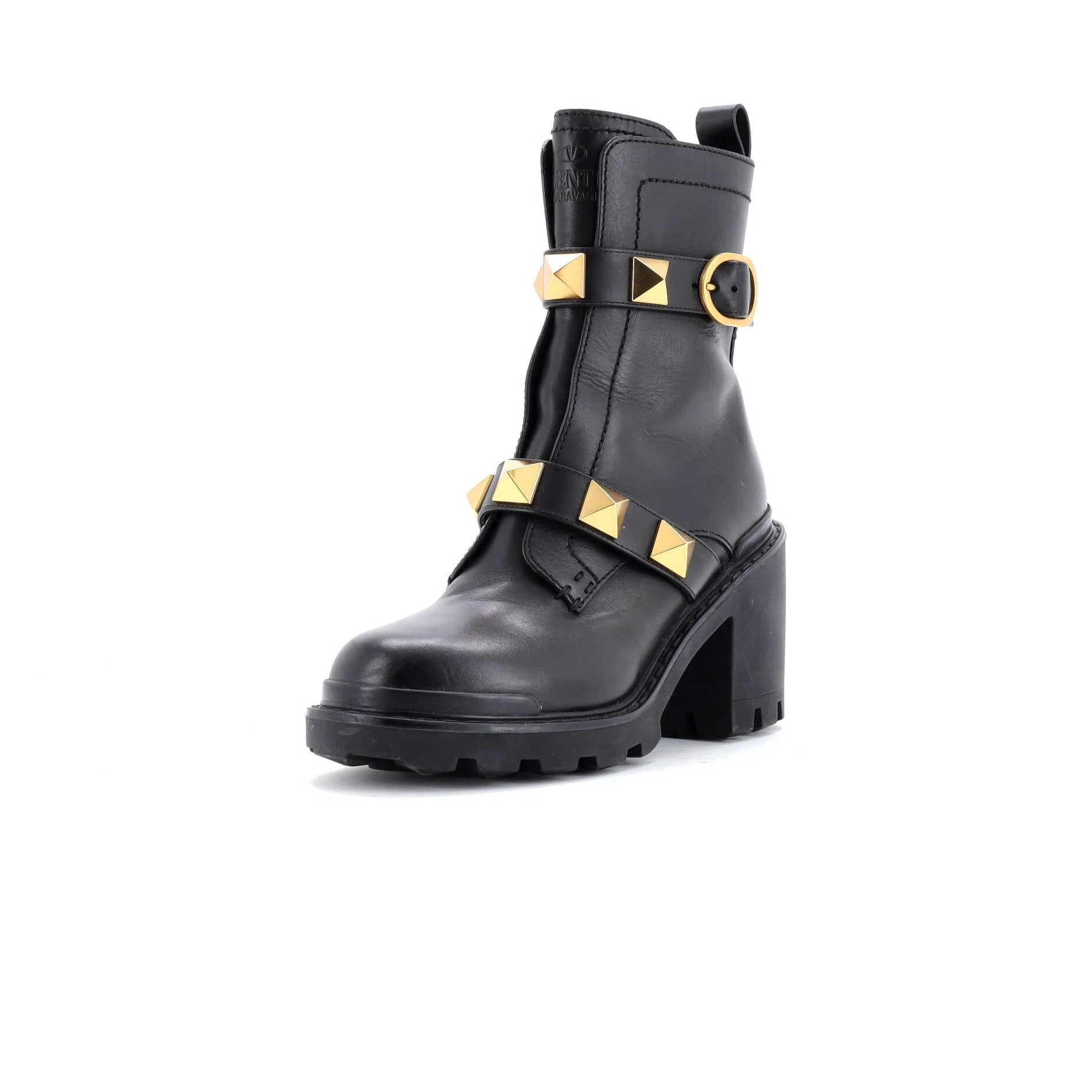 Pre-Loved Valentino Women's Roman Stud Combat Ankle Boots Leather | Zulily