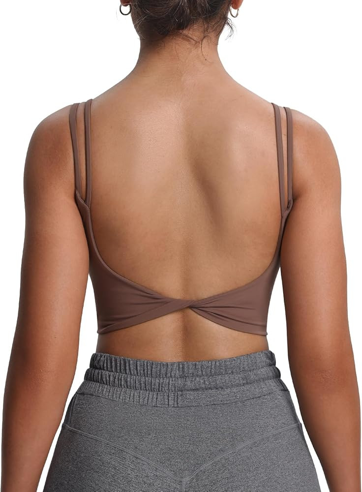 Aoxjox Women's Workout Sports Bras Fitness Yoga Crop Tank Metamorph Twist Back Cami | Amazon (US)