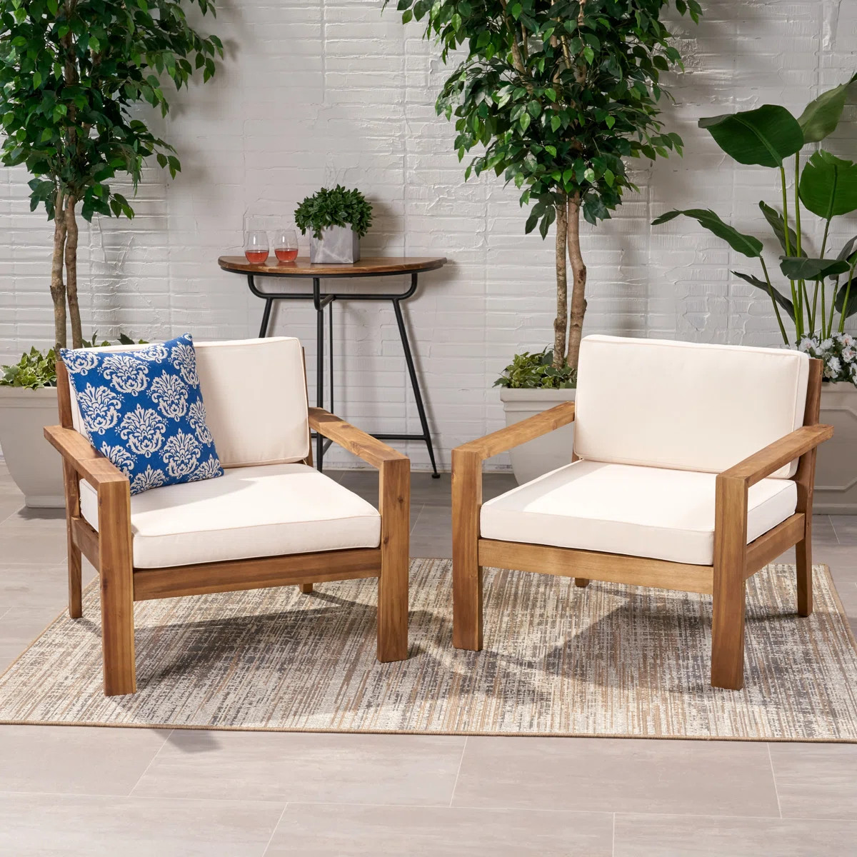 Aylie Acacia Outdoor Lounge Chair (Set of 2) | Wayfair North America