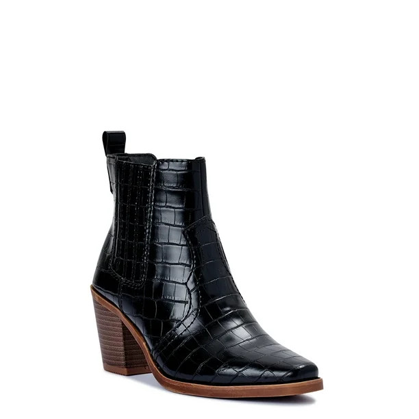 Scoop Women's Block Heel Croco Western Boot | Walmart (US)
