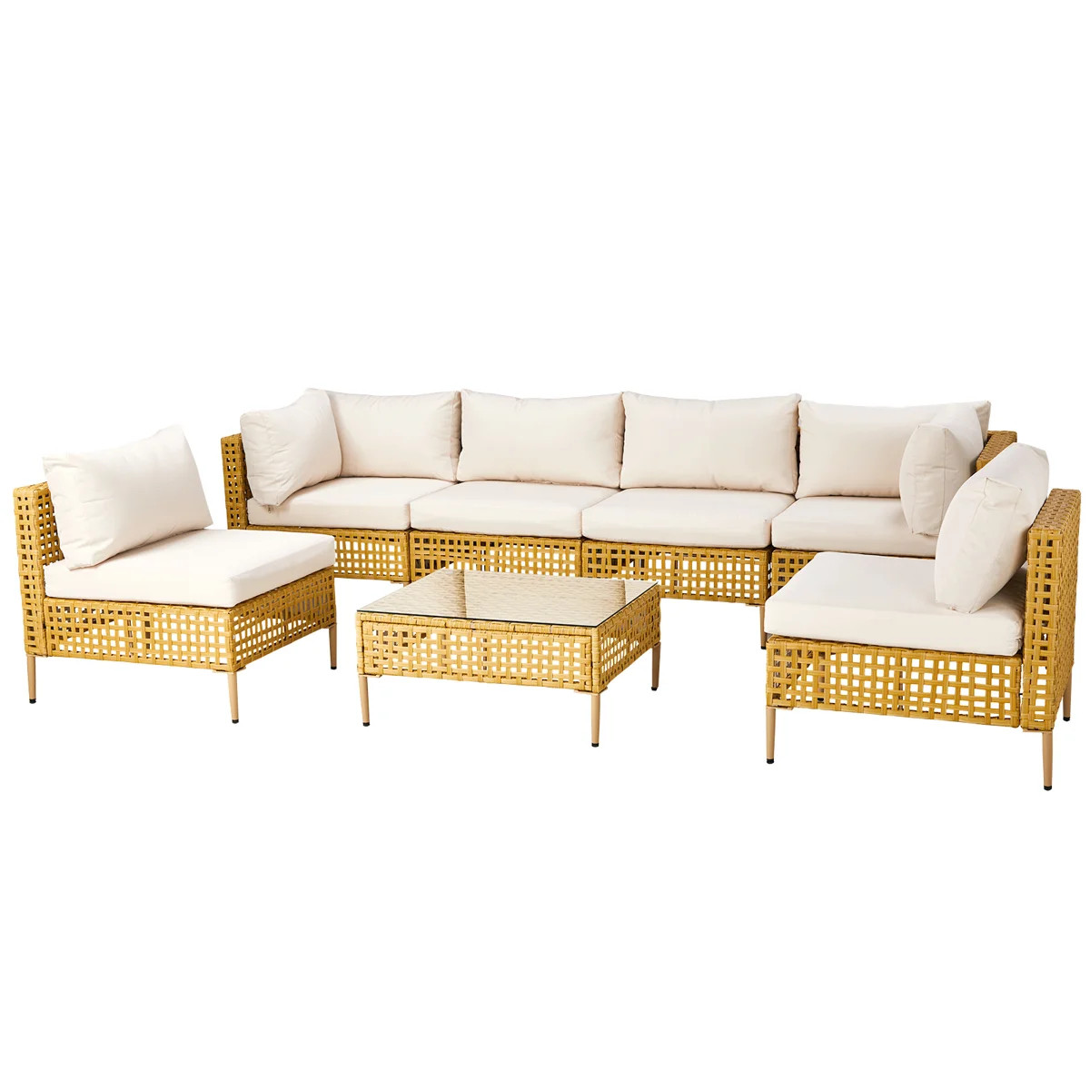 Patio 7-Piece PE Wicker Sectional Conversation Set | Wayfair North America