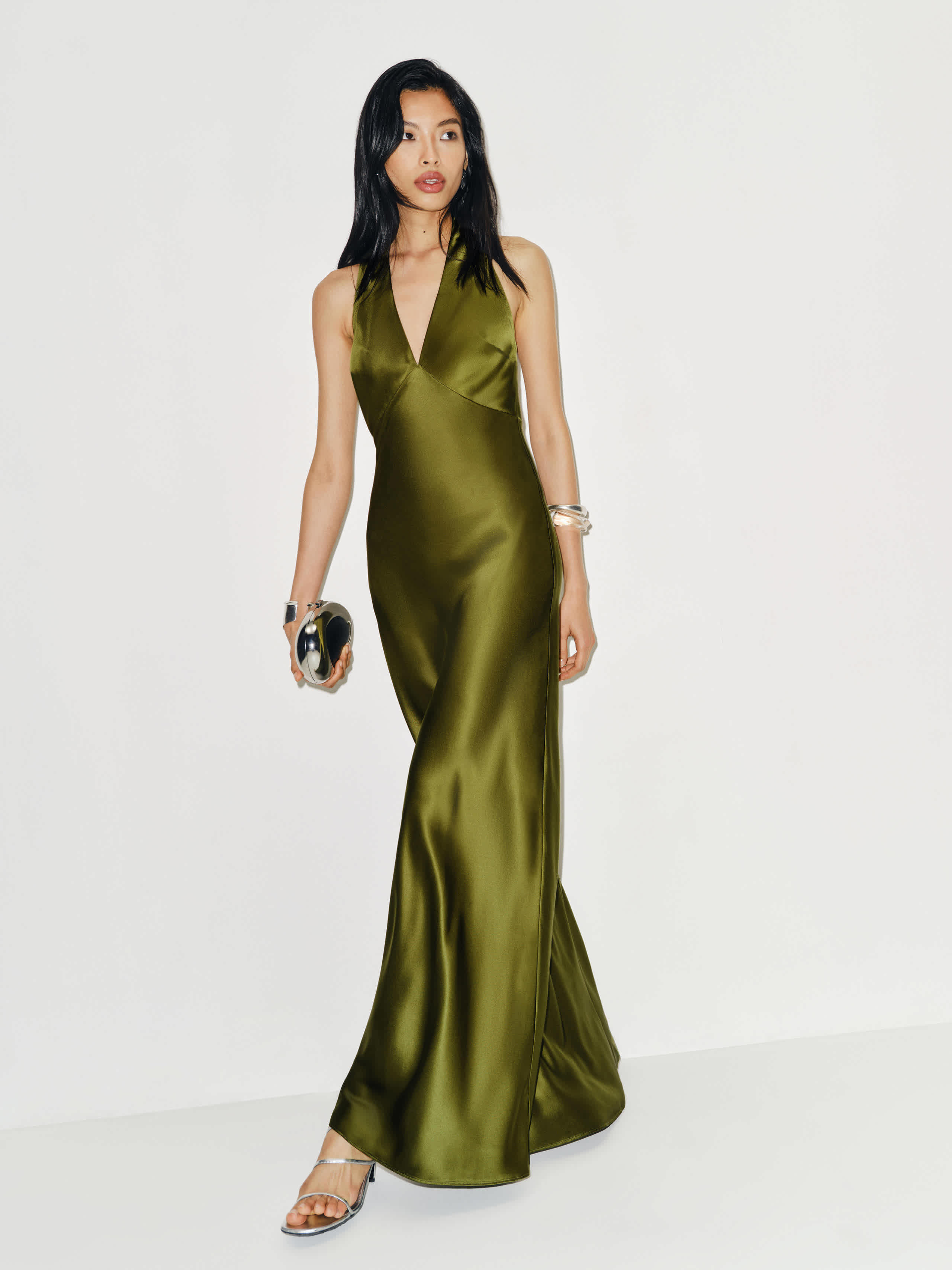 Reformation Daniela Silk Dress Green 12 | Reformation (Global)