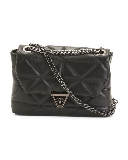 Made In Italy Leather Flap Over Quilted Crossbody | TJ Maxx