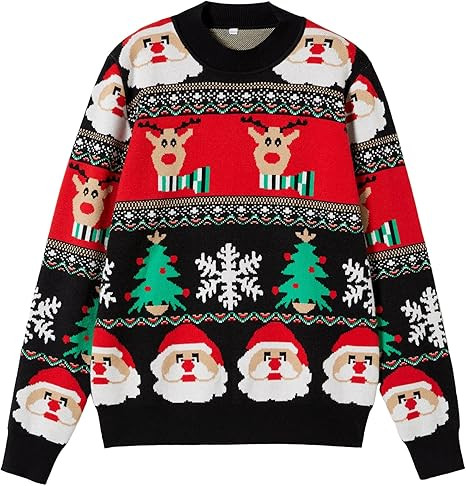 Unisex Ugly Christmas Sweaters Adult Long Sleeve Crewneck Sweaters Funny Top Pullover Xmas Party ... | Amazon (US)