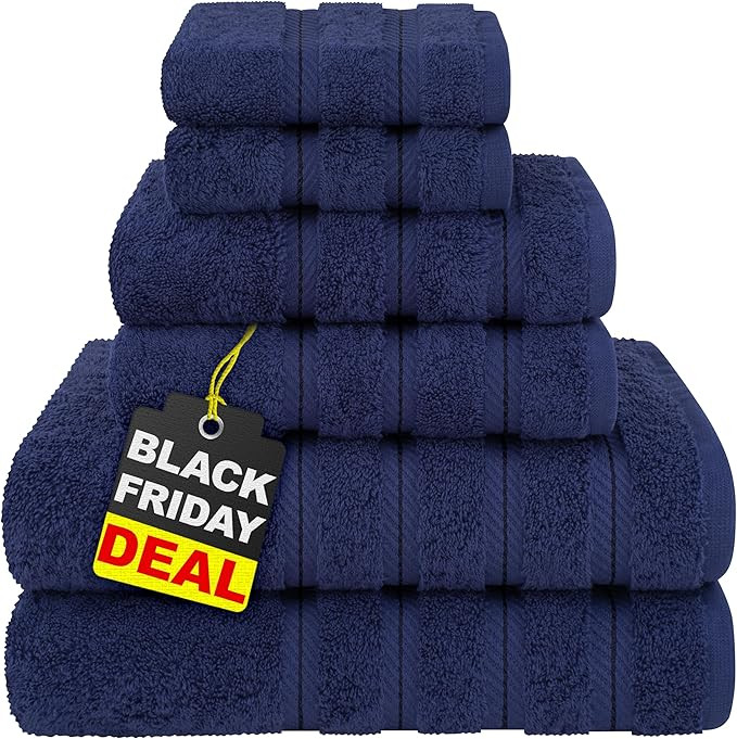 American Soft Linen Luxury 6 Piece Towel Set, 2 Bath Towels 2 Hand Towel 2 Washcloths, 600 GSM 10... | Amazon (US)