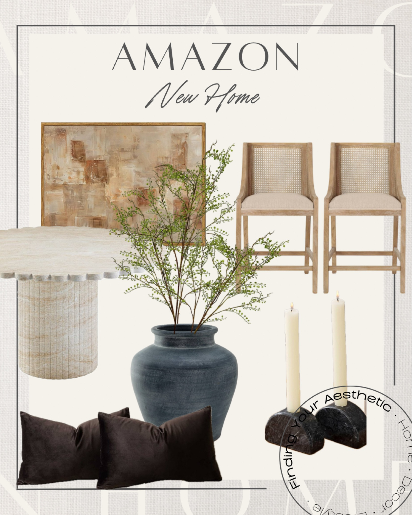 New Amazon home finds to refresh your space 

Counter stools contemporary // kitchen stools // marble candle holder // organic modern urn // large green stems for spring // brown accent pillows // travertine coffee table // wabi sabi wall art // Japandi art

#LTKSaleAlert #LTKStyleTip #LTKHome