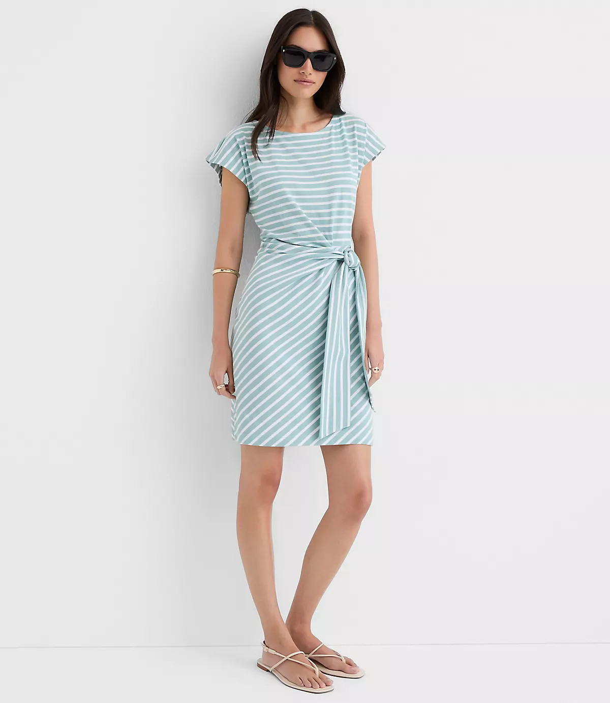 Striped Side Tie Wedge Tee Mini Dress | LOFT