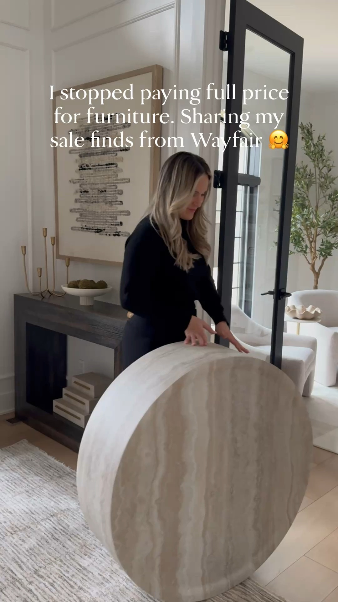 #ad It’s Spring Cyber Week at @Wayfair  ! Get up to 80% off and Free Shipping Sitewide. My coffee table, accent chairs and office accent table are on sale as well as my chandelier, rugs and huge affordable sectional. #Wayfair #WayfairPartner