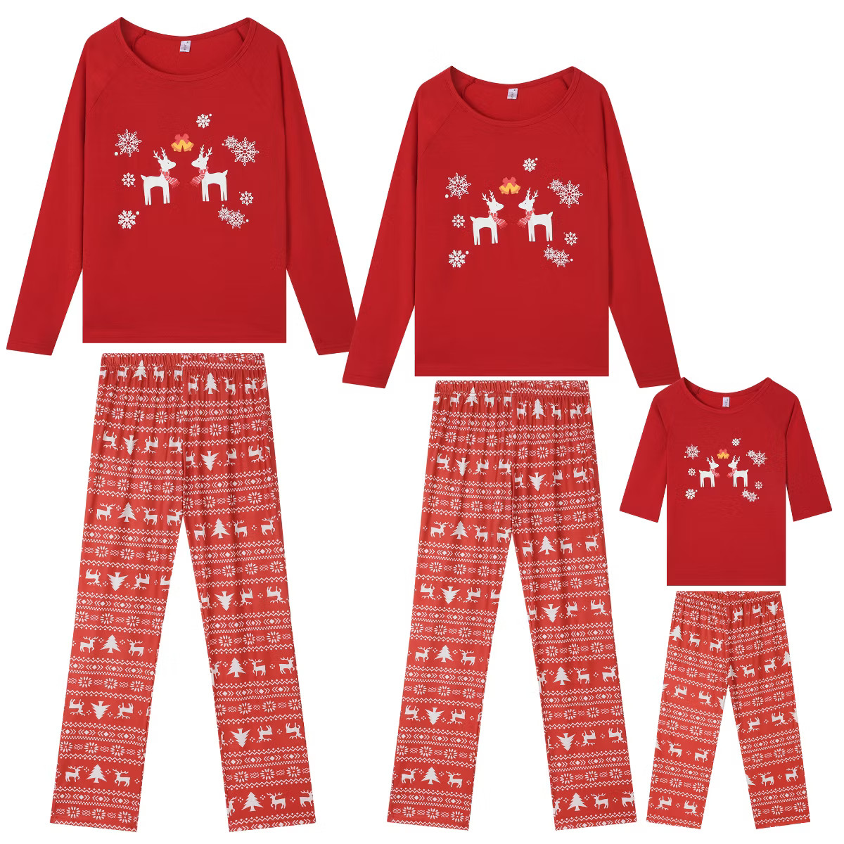 cheibear Christmas Matching Elk Print Long Sleeve Top Cute Print Pants Red Family Pajama Set | Target