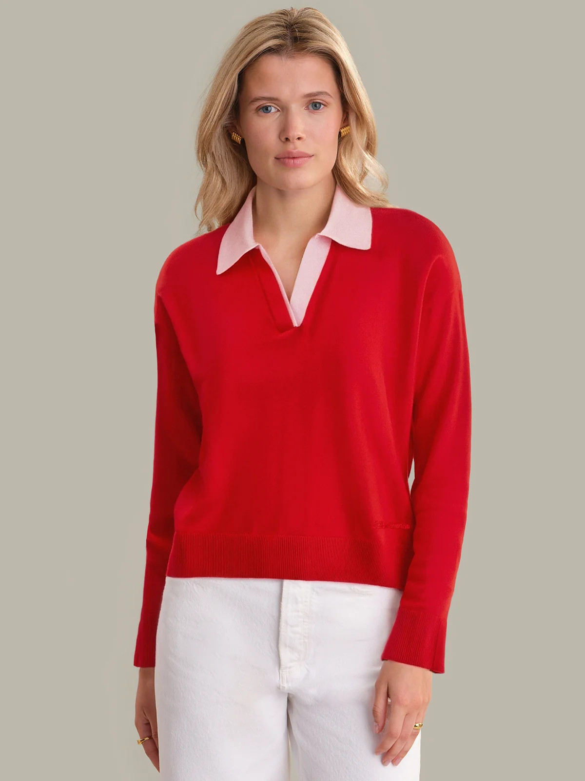 Maddi: Colorblock Polo Sweater | 525 America