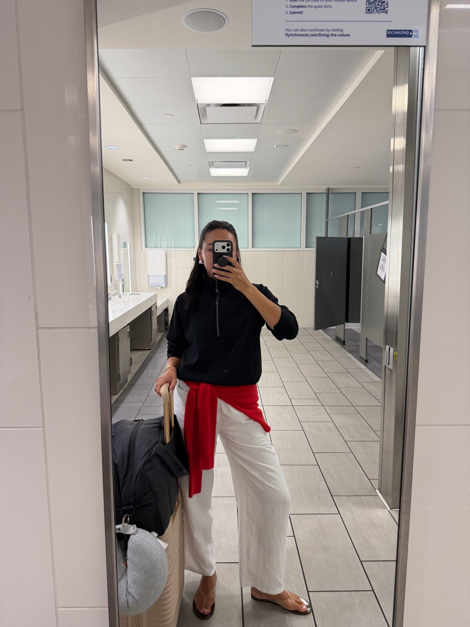 Cozy, comfortable, and chic - love a look that works for cold planes and then for warm weather by removing layers. The zip up is the softest material ever and my favorite fabric to travel in. Size S half zip, S linen pants, S cardigan, sandals fit TTS

#LTKTravel