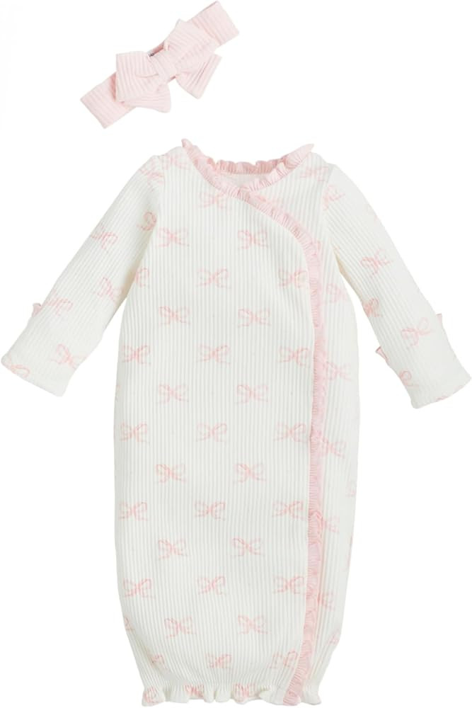 Mud Pie baby-boys Children's Bow Print Gown | Amazon (US)