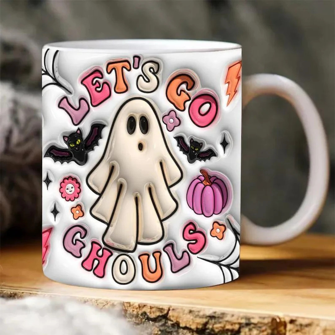 Halloween Mug, Cute Halloween Coffee Mug, Funny Halloween Mug, Halloween Decor Mug, Let's Go Ghou... | Etsy (US)