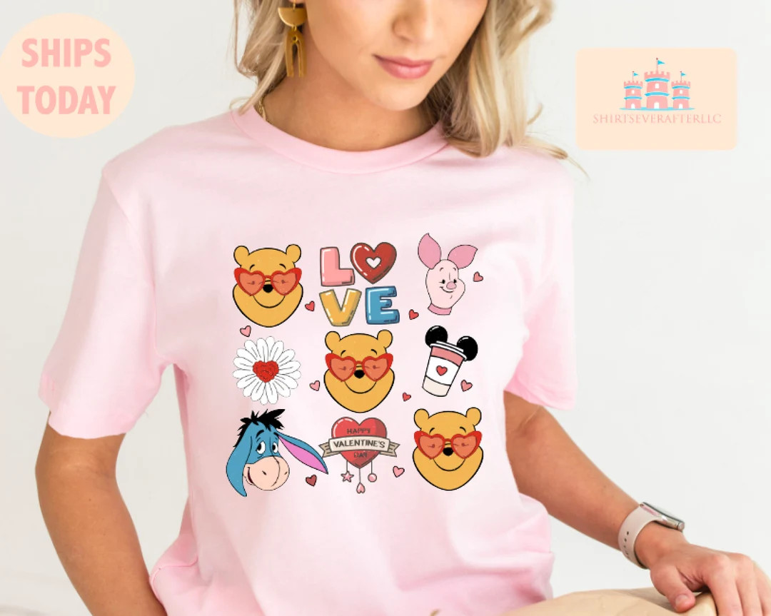 Disney Valentine's Day Shirt, Matching Valentines Shirt, Pooh Bear Friends Shirt, Disney Valentin... | Etsy (US)