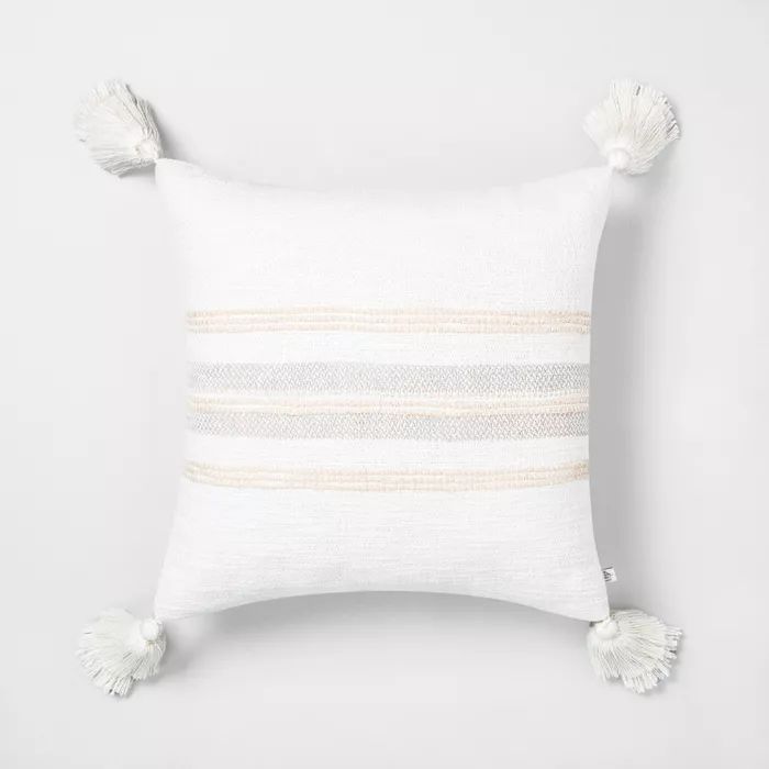 18" x 18" Center Slub Stripe Throw Pillow - Hearth & Hand™ with Magnolia | Target