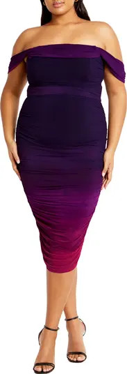 Ombré Ruched Square Neck Cap Sleeve Dress | Nordstrom