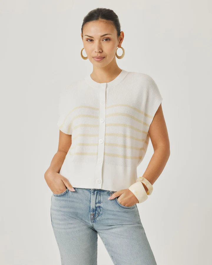 Splendid x @Cellajaneblog Sleeveless Striped Cardi | Splendid