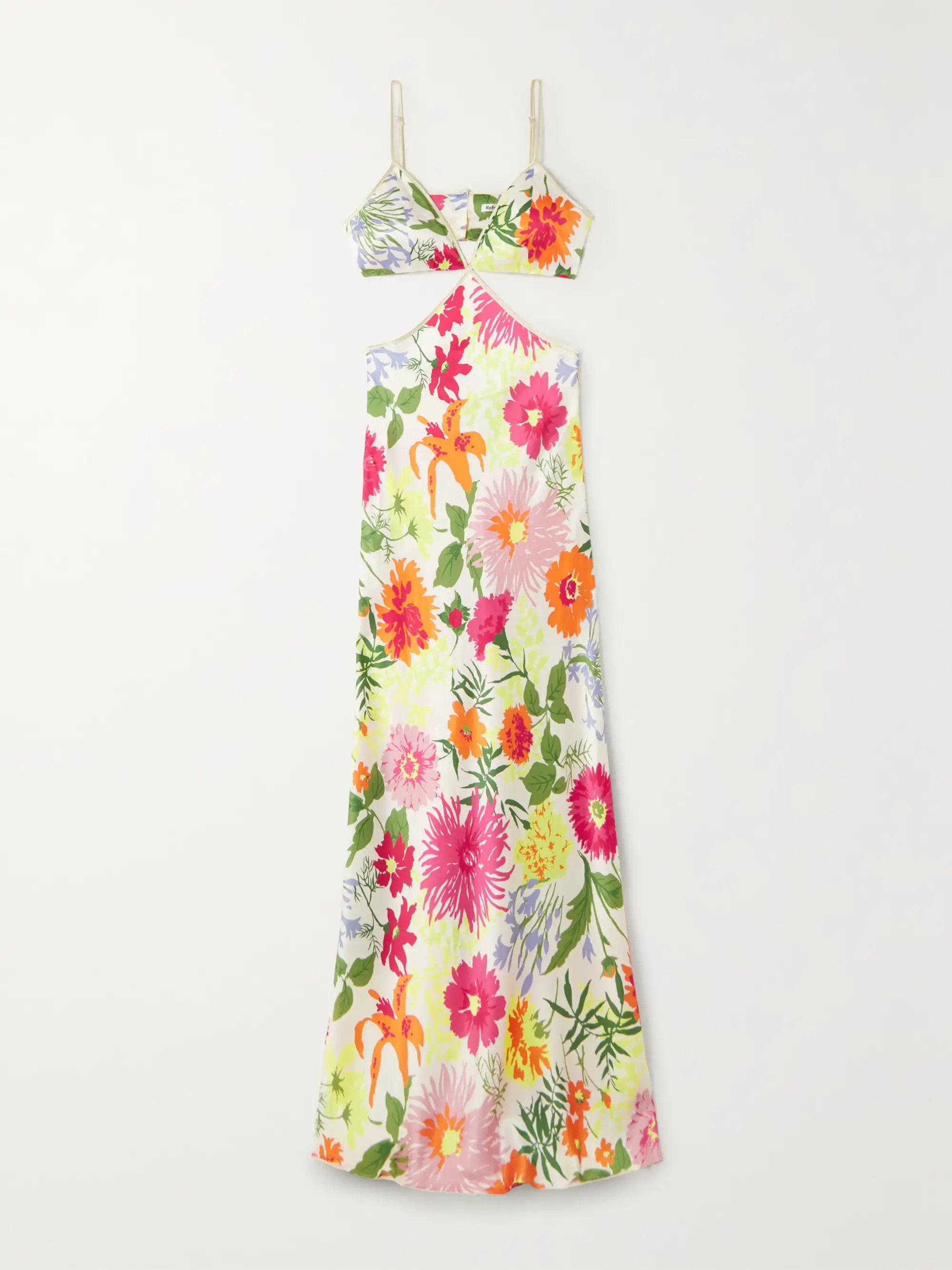 Poppies cutout floral-print silk-charmeuse maxi dress | NET-A-PORTER (UK & EU)