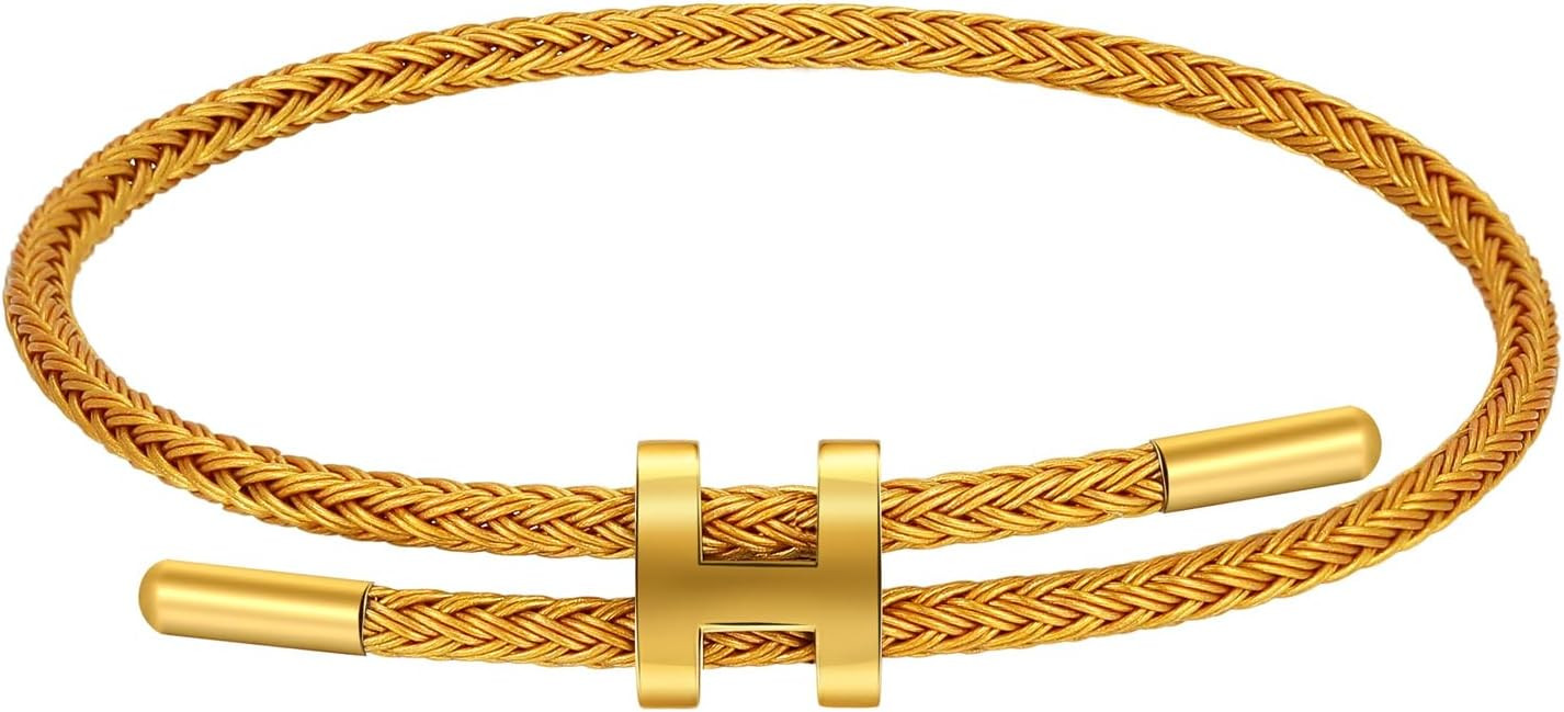 AIMADE Bracelets for Women Adjustable Charm Bracelet, 18k Gold-plated Buckle Design Titanium Stee... | Amazon (US)