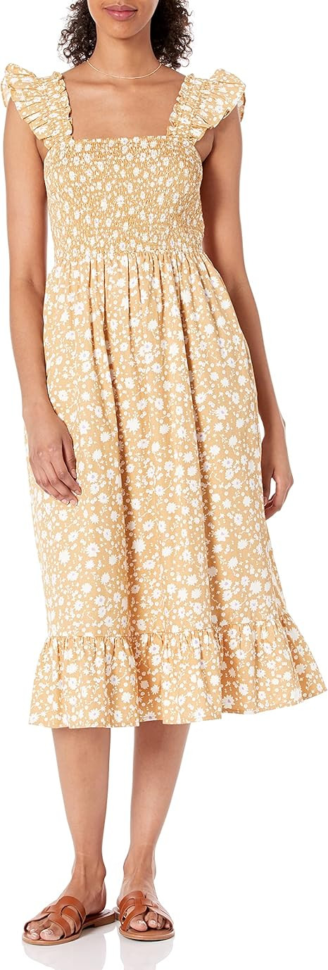 The Drop Women's Kimi Ruffled Shoulder Smocked Midi Dress | Amazon (US)