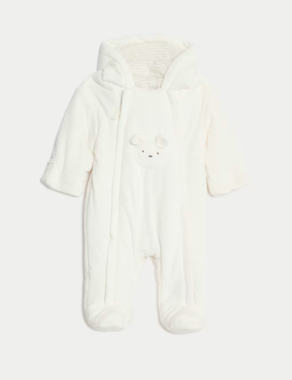 Velour Bear Pocket Hooded Pramsuit (0-12 Mths) | Marks & Spencer (UK)