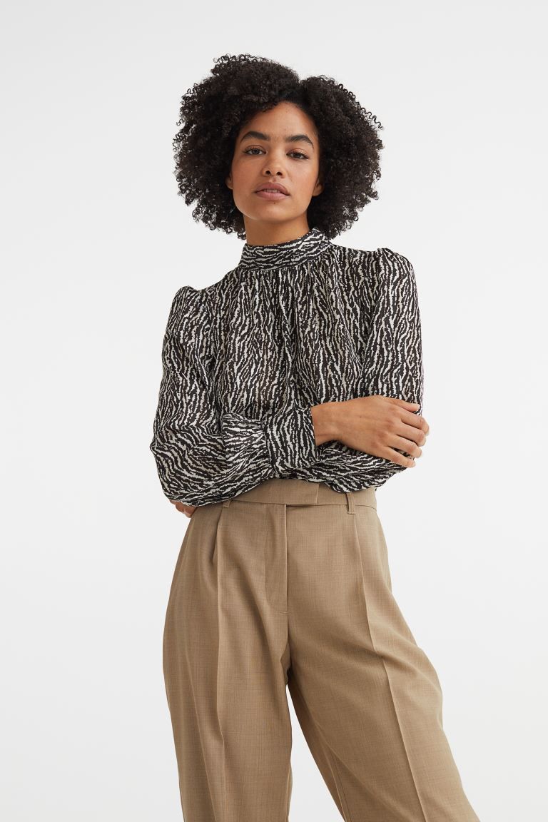 Stand-up Collar Satin Blouse | H&M (US + CA)