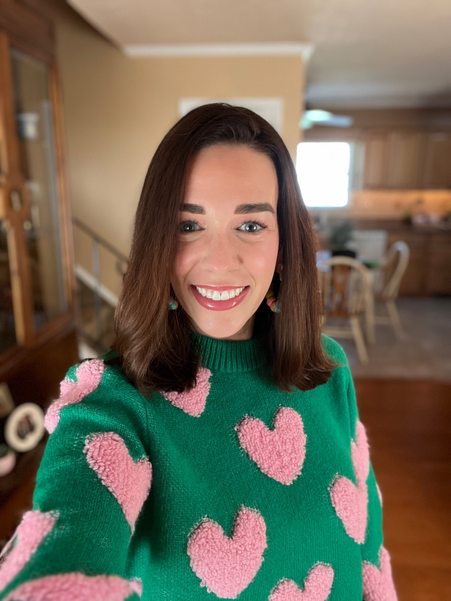 Green heart sweater (xs). #sweater #greensweater #springoutfit 
spring outfits 2026 @VICI 

#LTKSeasonal #LTKootd