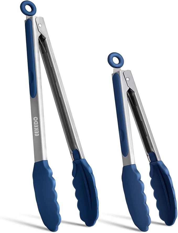 Tongs for Cooking, 600ºF High Heat-Resistant Stainless Steel Kitchen Tongs with Silicone Tips, N... | Amazon (US)