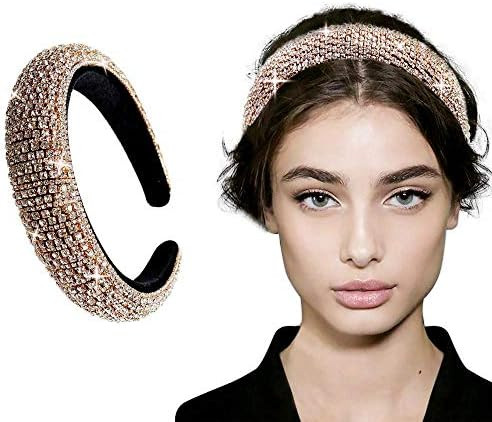 Rhinestone Crystal Diamond Headband for Women Fashionable Handmade Wide Hair Hoops Beaded Bling H... | Amazon (US)