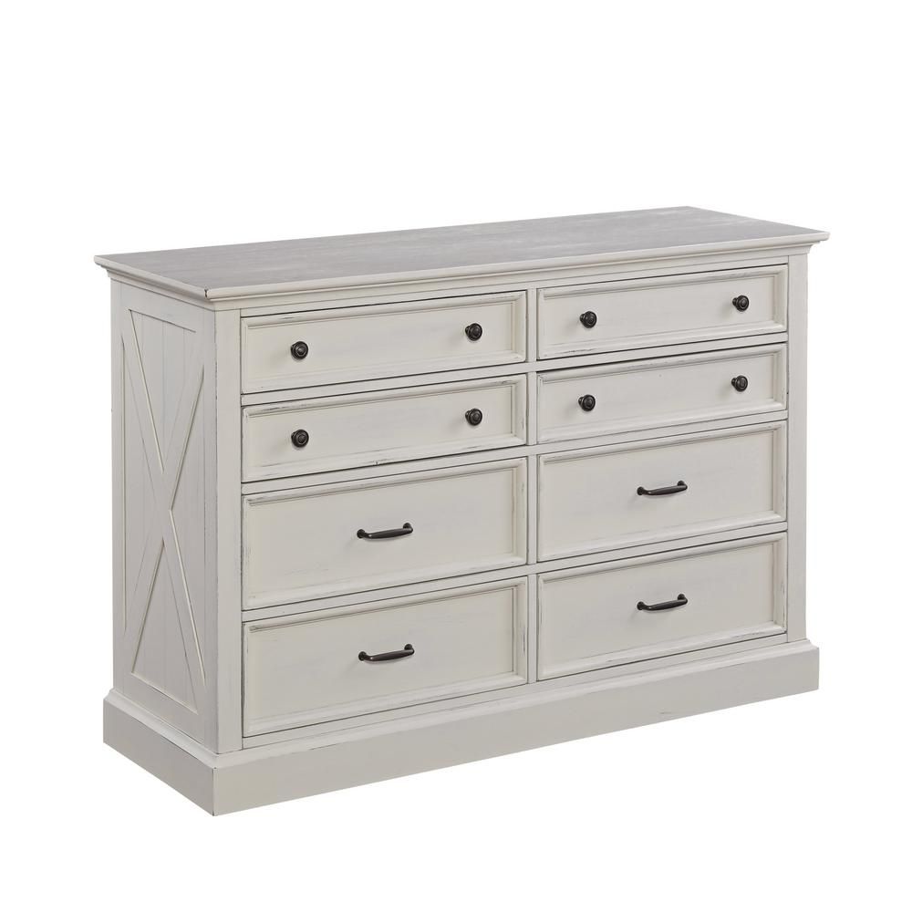 Home Styles Seaside Lodge 8-Drawer Hand Rubbed White Dresser-5523-43 - The Home Depot | The Home Depot