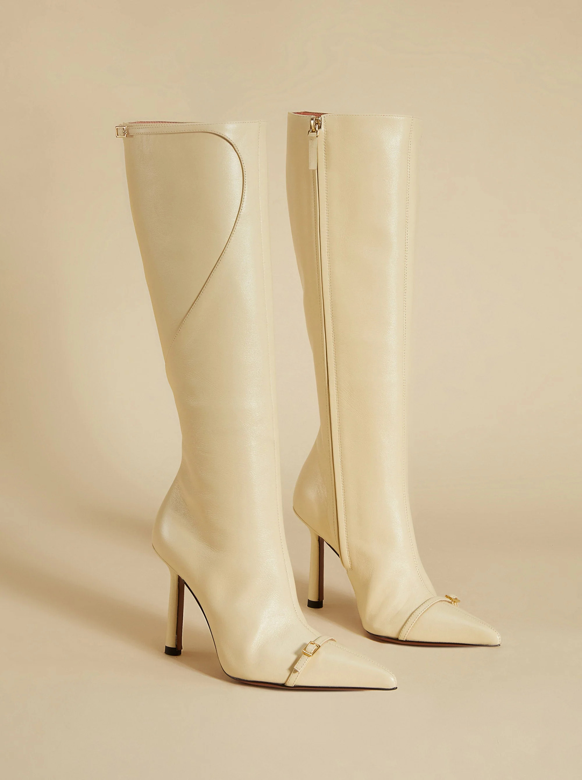 Knee High Pointy Toe Boots Vanilla by Manu Atelier | Manu Atelier