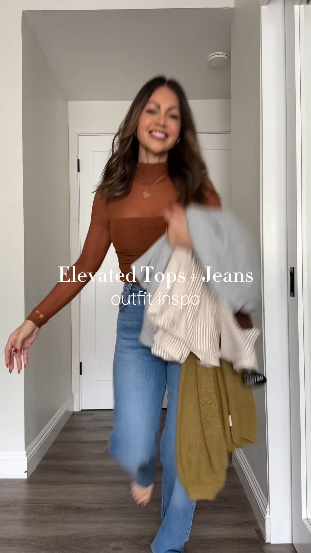 These are the tops + jeans I reach for when I want to look put together without trying too hard.
Easy staples, flattering fits, and all linked for you 🤍👖
Sizing info:
Look 1
Levi’s jeans : 26 ( have very little stretch but fit true to size) 
Meah bodysuit :  small 
Look 2
Cardigan Sweater : small 
Flare corduroy jeans : 26
Look 3
Bell sleeve top: small 
Flare denim jeans : 2
Look 4
Stripe button down + crop sweater : small 
Flare Jean :2
Look 5
Teddy sweater:  small 
Baggy jeans : 0
I’m 5’4”/130

#LTKU #LTKSeasonal #LTKOver40
