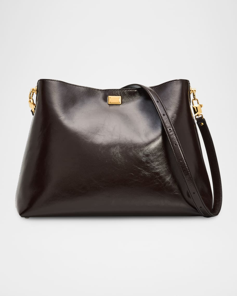 Dolce&Gabbana Vittoria Glossy Leather Crossbody Bag | Neiman Marcus